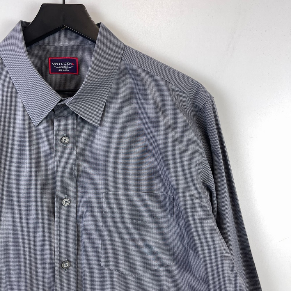 UNTUCKit (XL) Mens Slim Fit Cotton Button Down Shirt Gray - Picture 2 of 9